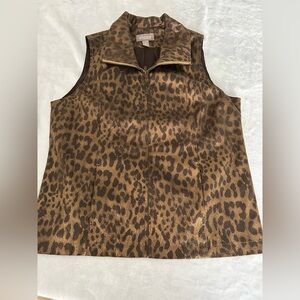 Chico's Animal Print Full Zip Vest Women’s Size 1 (Medium)